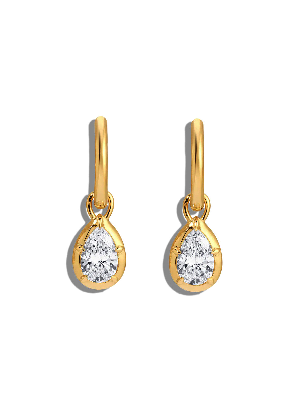 Diamond Pear Rosette Huggie Hoop Earrings