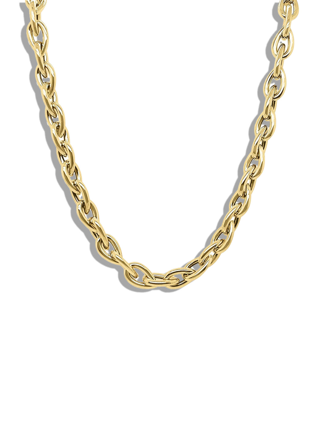 Large Pear Link Chain Yellow Gold Necklace