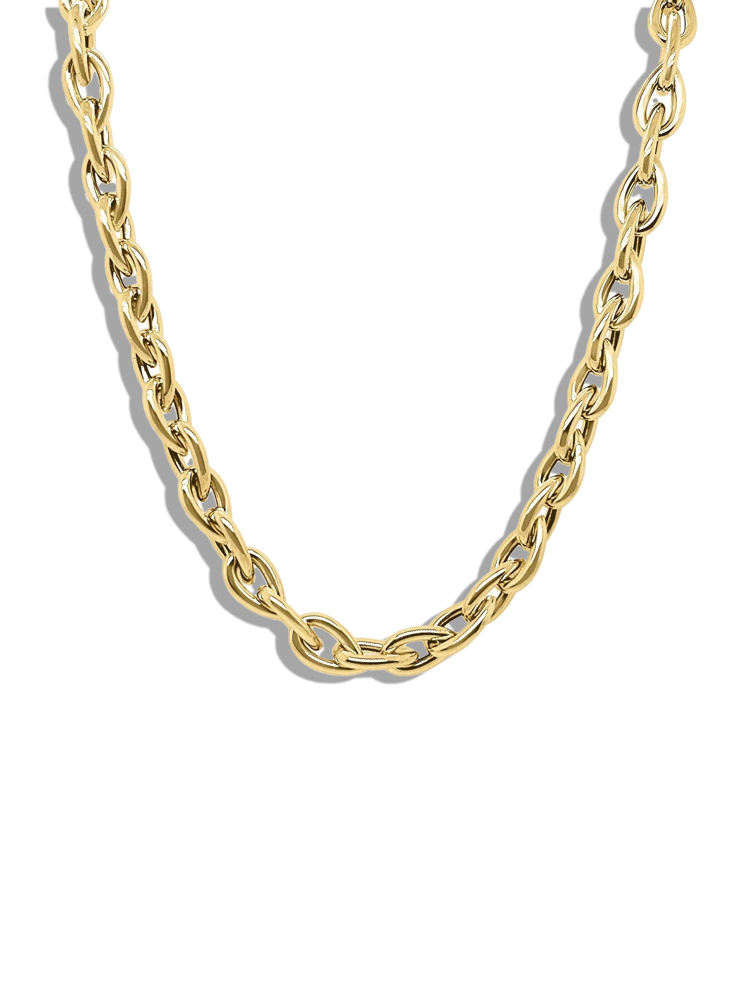 Large Pear Link Chain Yellow Gold Necklace