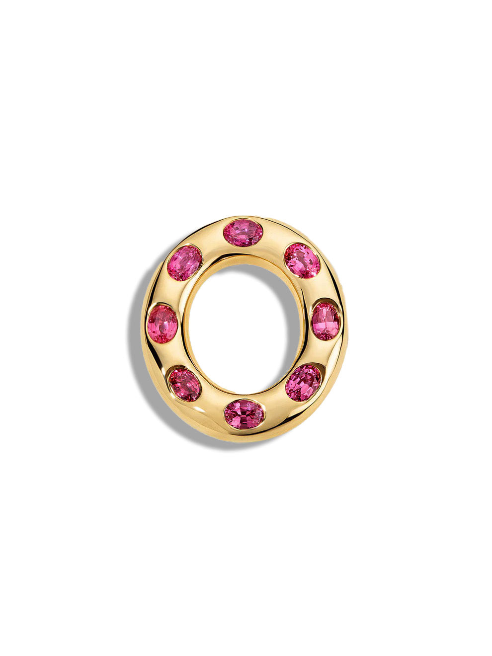 Medium Ruby Oval Yellow Gold Disc