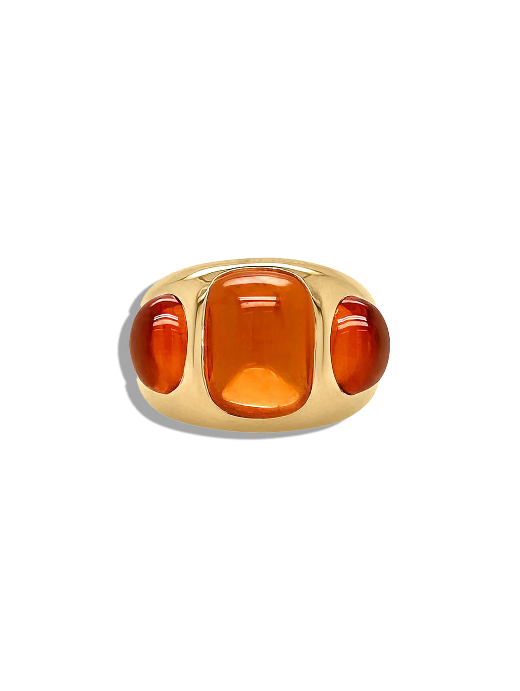 Oval Spessartine Garnet Yellow Gold Chunky Nomad Ring