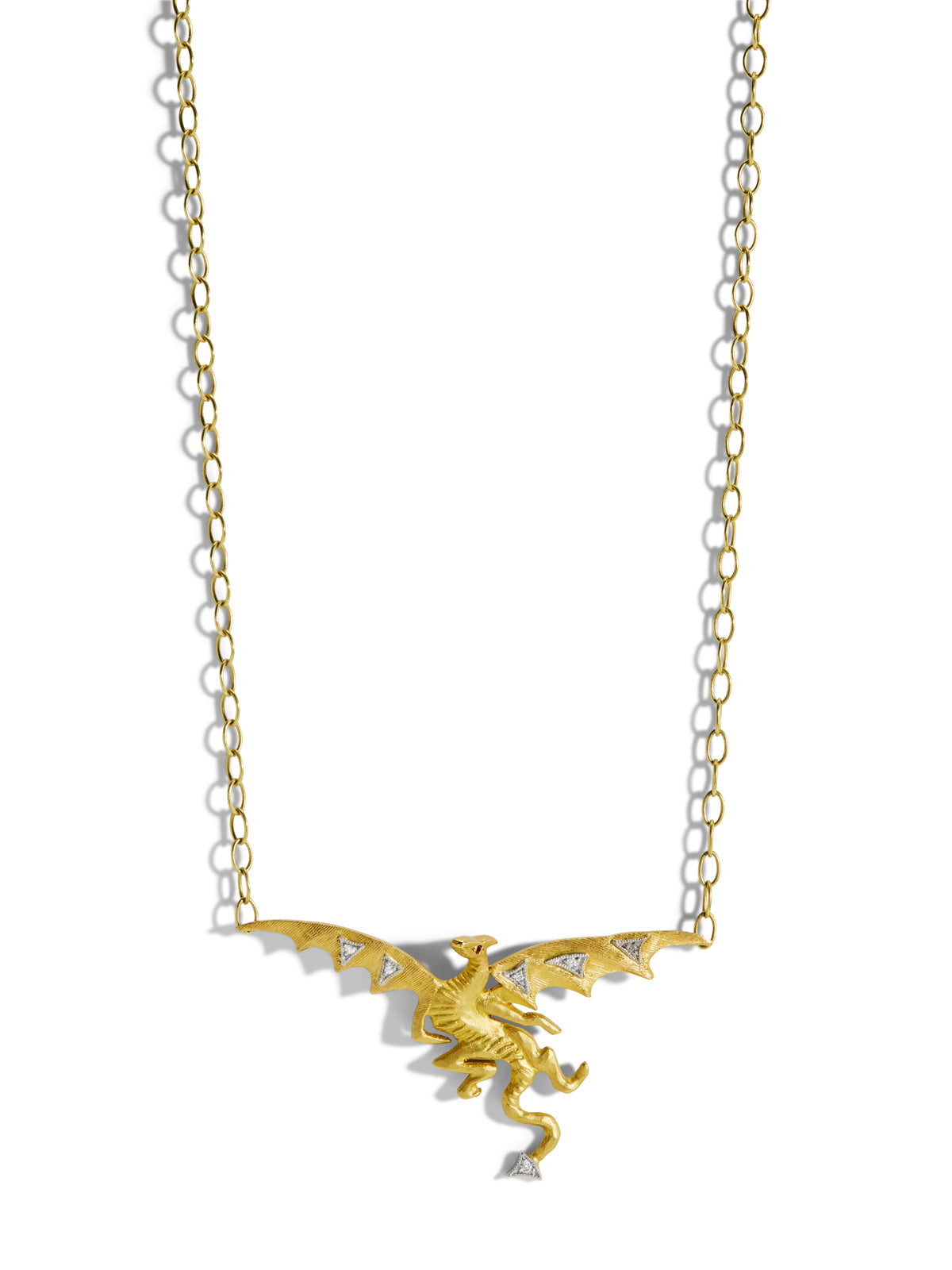 Ruby and Diamond Dragon Yellow Gold Necklace