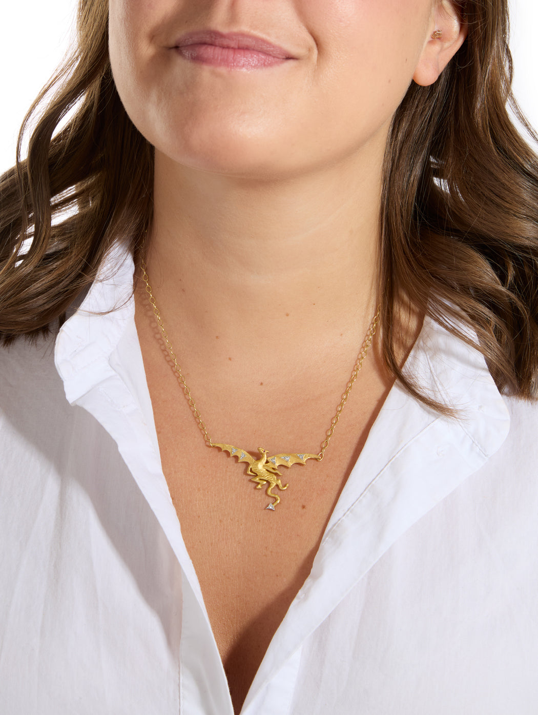 Ruby and Diamond Dragon Yellow Gold Necklace