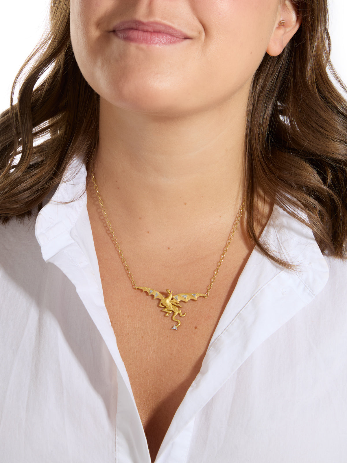 Ruby and Diamond Dragon Yellow Gold Necklace