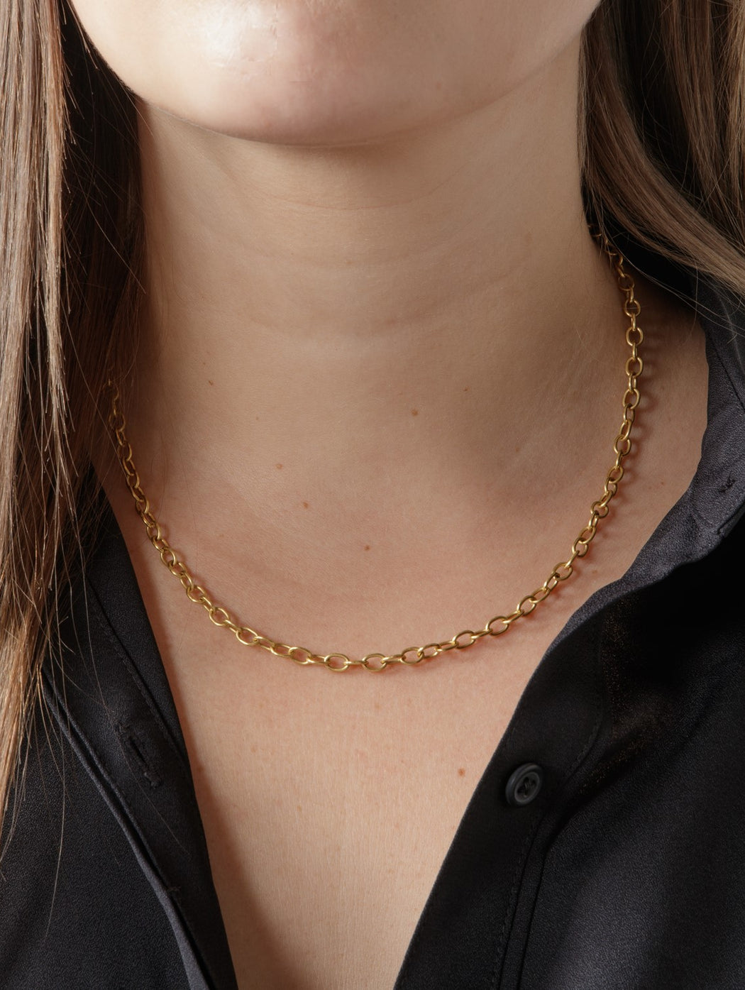 Oval Link Yellow Gold Chain Necklace