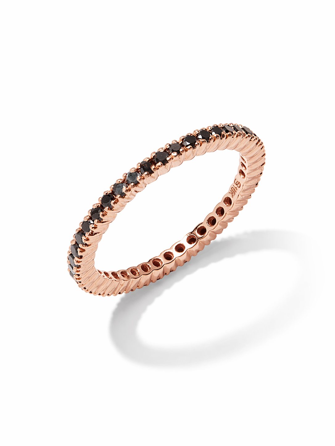 Prong Set Black Diamond Rose Gold Band