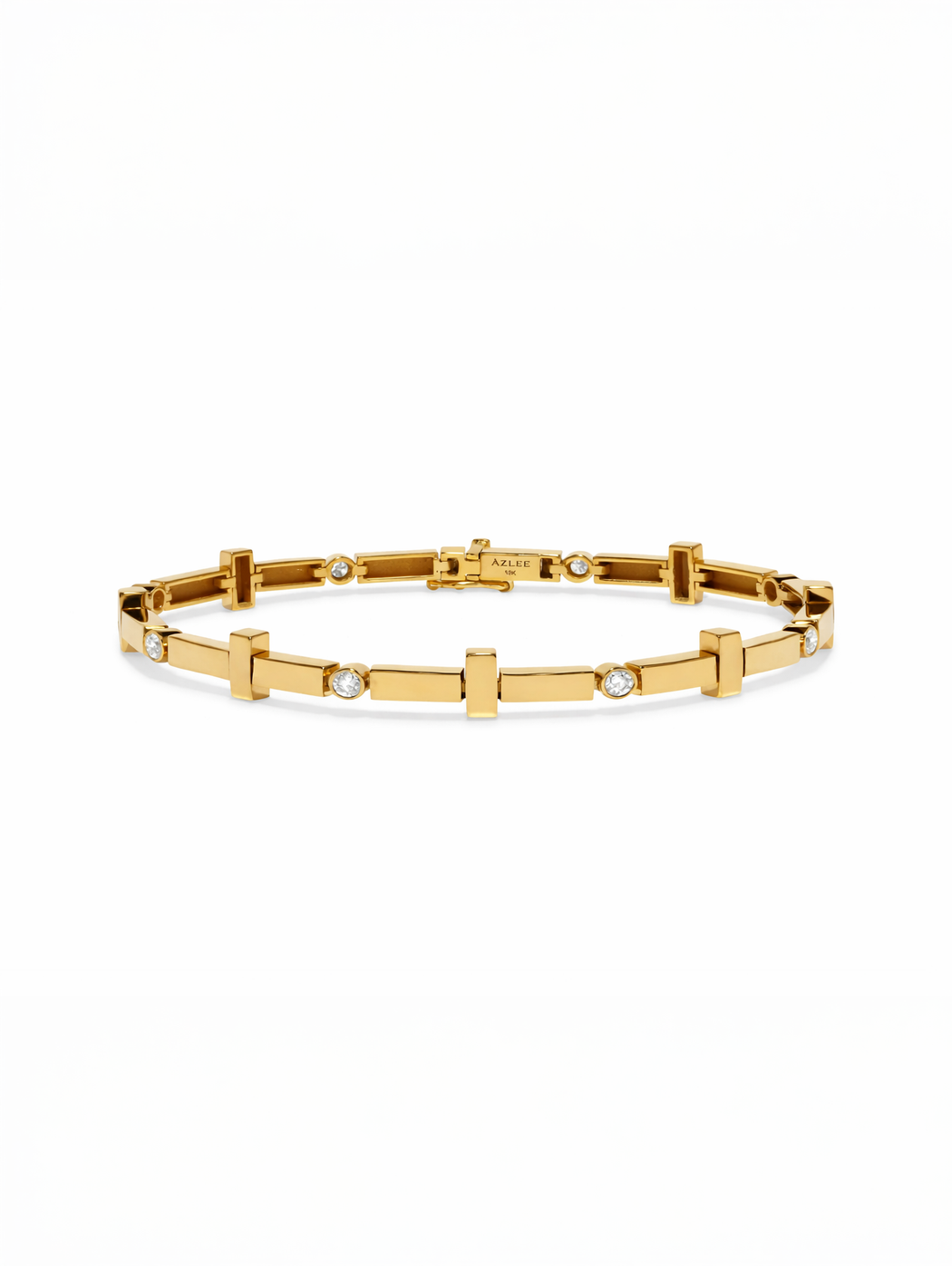 Scattered Gold Bar and Diamond Tennis Bracelet