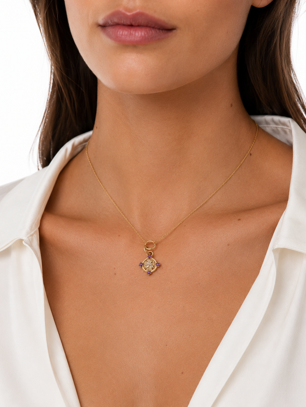 Resilience Blossoms Amethyst & Diamond Fine Belcher Necklace