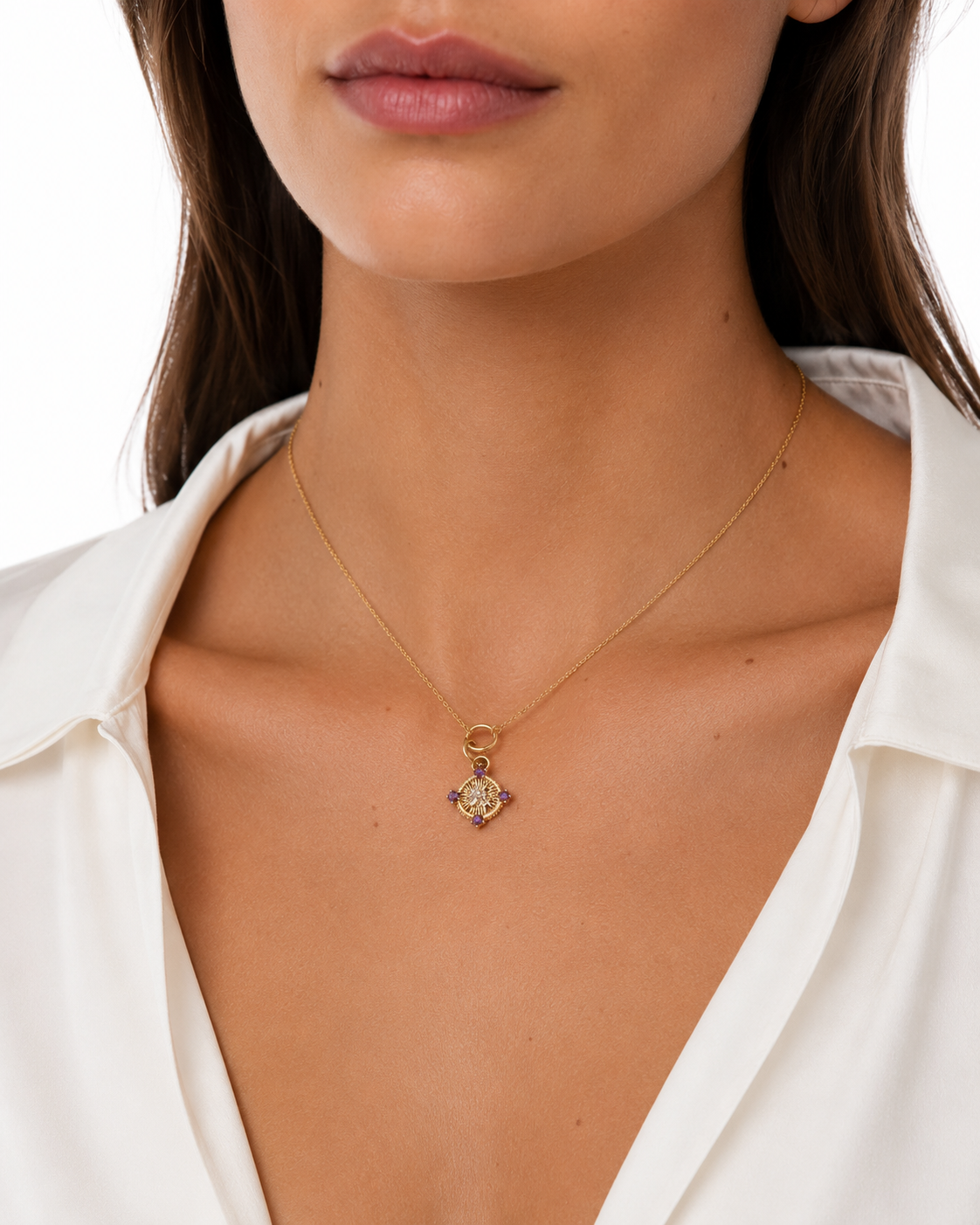 Resilience Blossoms Amethyst & Diamond Fine Belcher Necklace