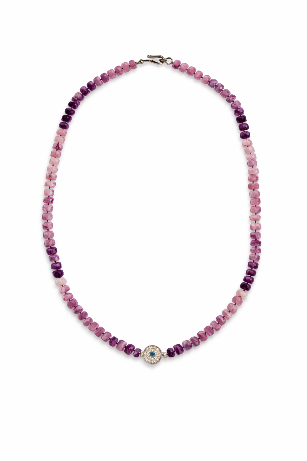 Lepidolite Diamond Eye Talisman Beaded Necklace