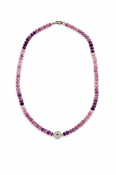 Lepidolite Diamond Eye Talisman Beaded Necklace