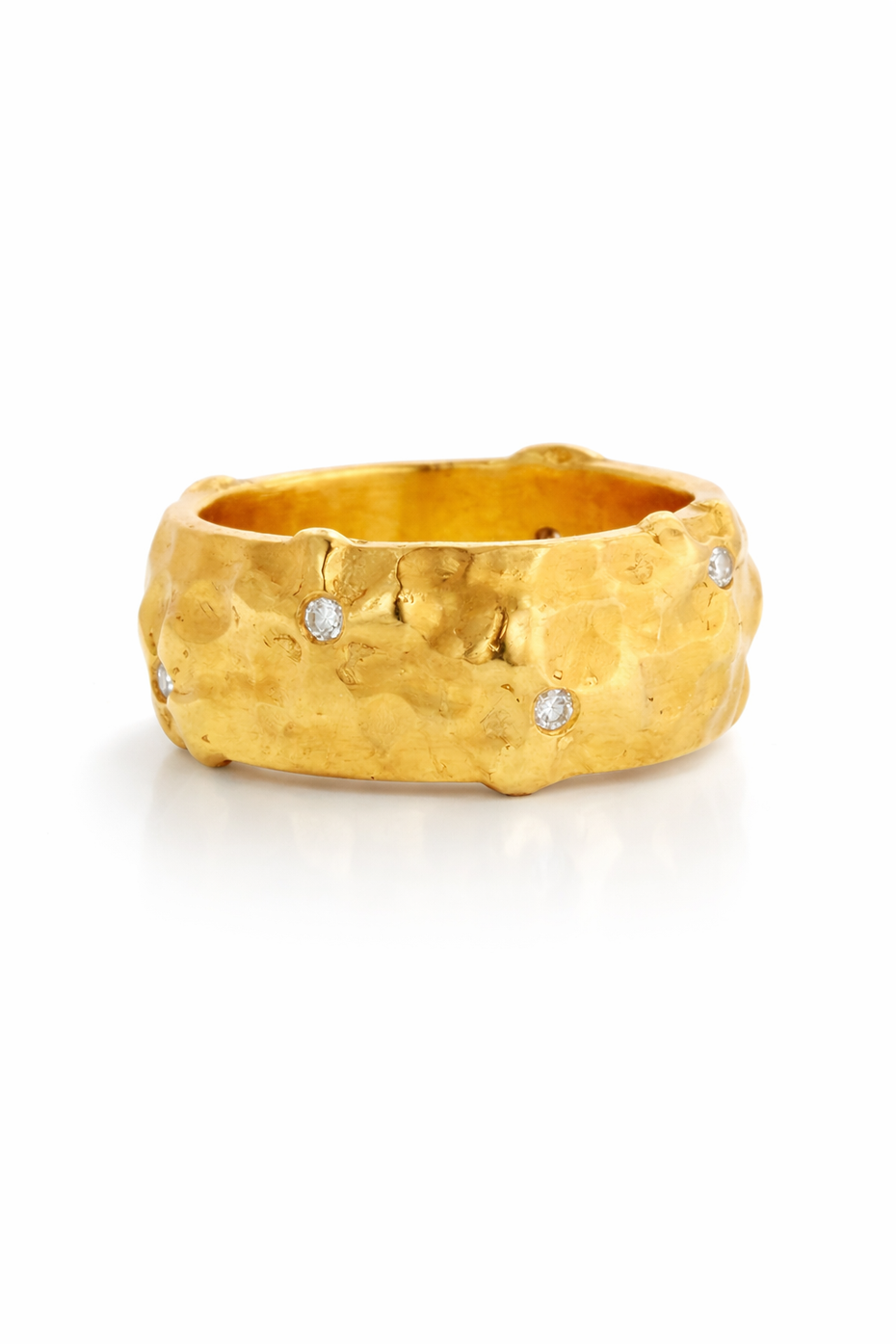 Applique Wildflower Diamond Yellow Gold Band