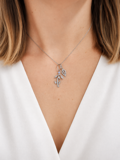 Blue Sapphire Falling Petal Platinum Charm