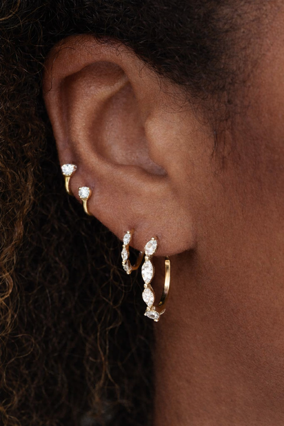 Huggie Hoop With Heart Cut Diamond