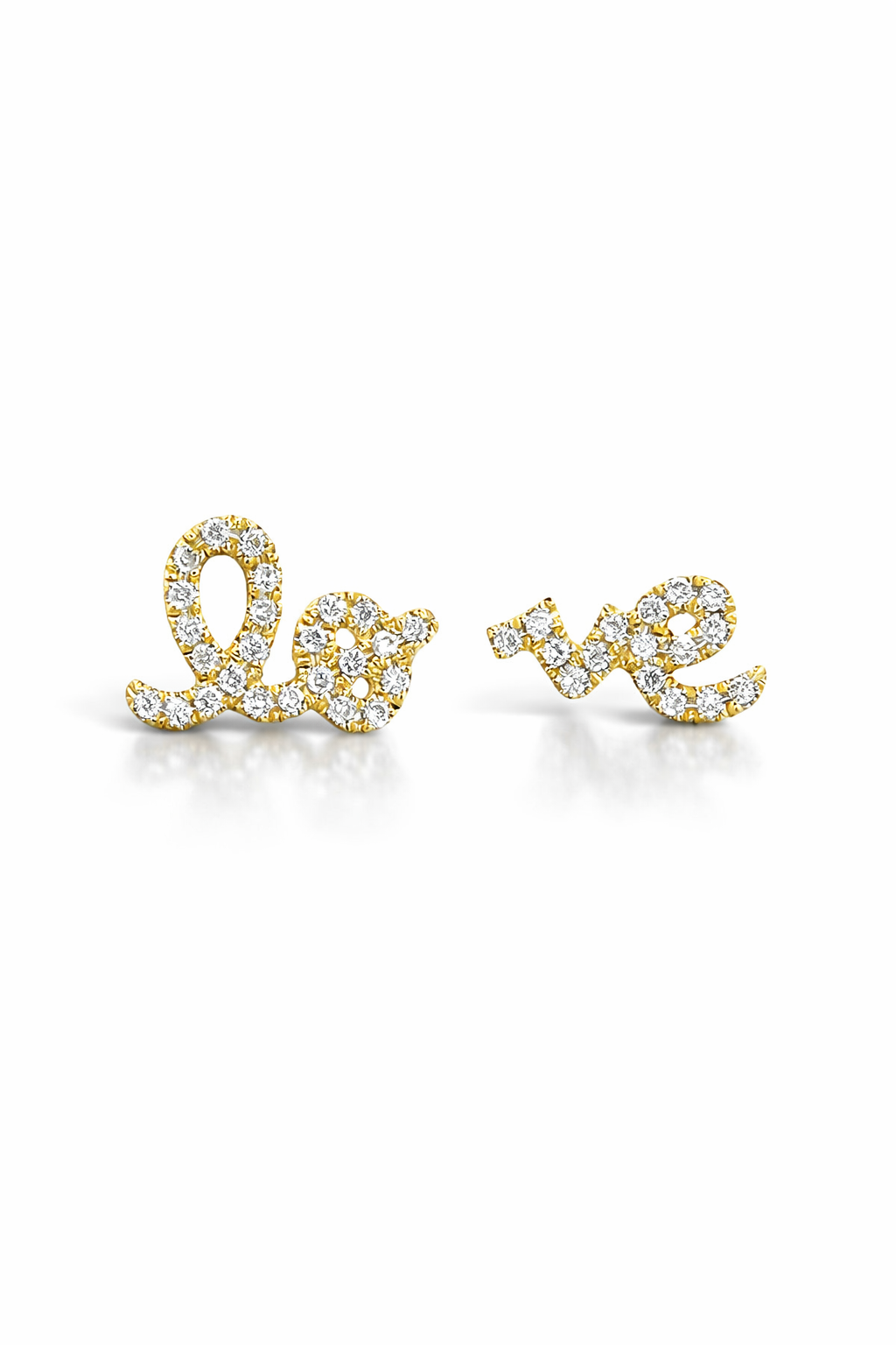 Diamond Split Love Yellow Gold Stud Earrings