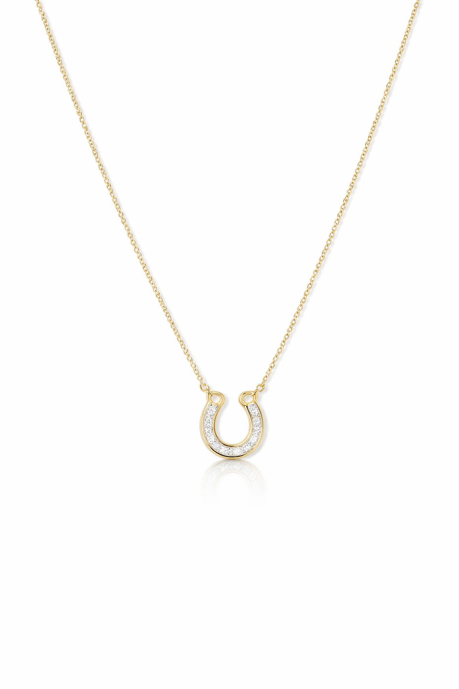 Baguette Horseshoe Yellow Gold Necklace