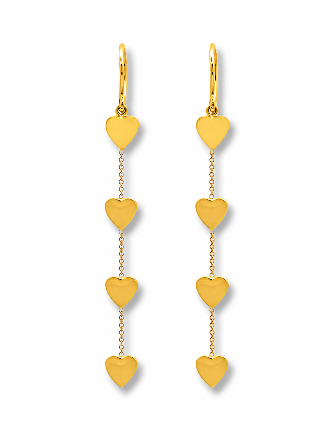4 Heart By-the-Inch Yellow Gold Drop Earrings