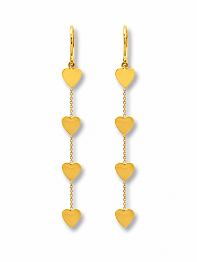 4 Heart By-the-Inch Yellow Gold Drop Earrings