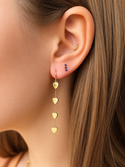 4 Heart By-the-Inch Yellow Gold Drop Earrings