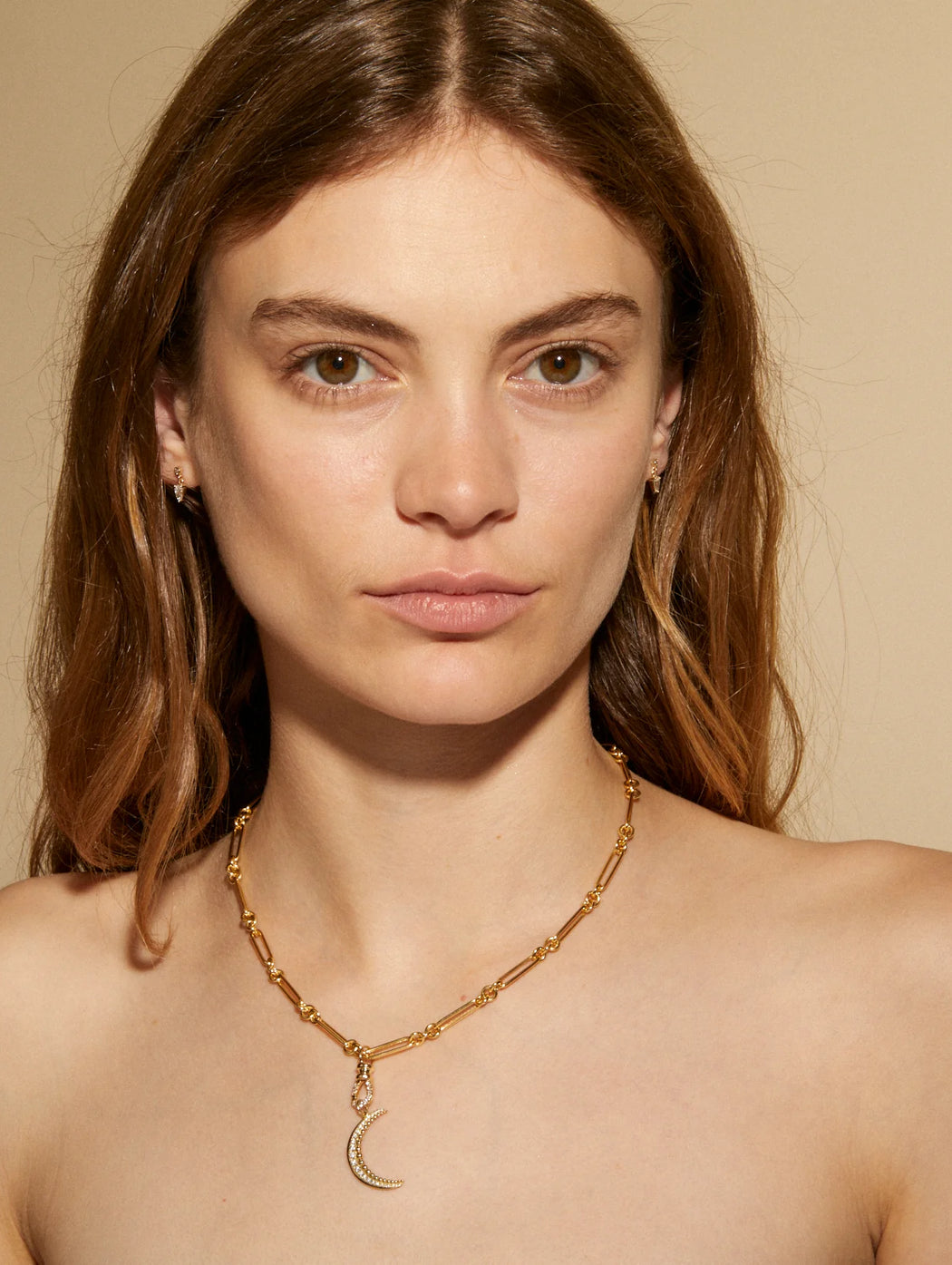 Diamond Crescent Yellow Gold Charm