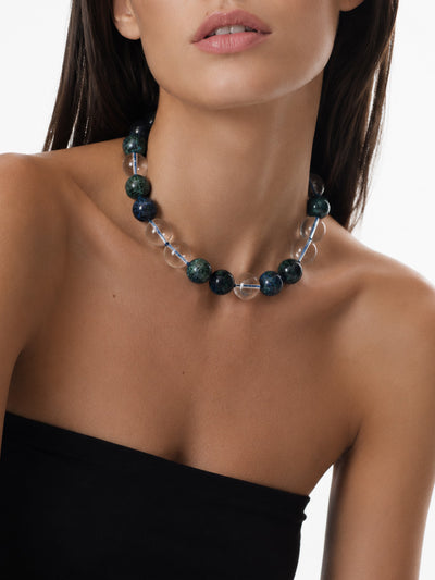 Blue Orb Beaded Necklace