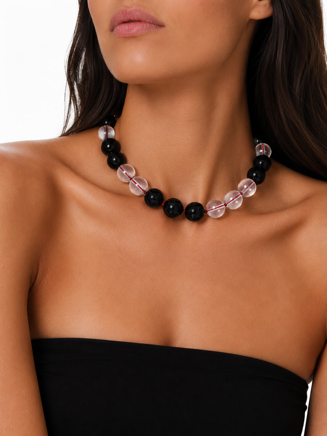 Black Orb Beaded Necklace