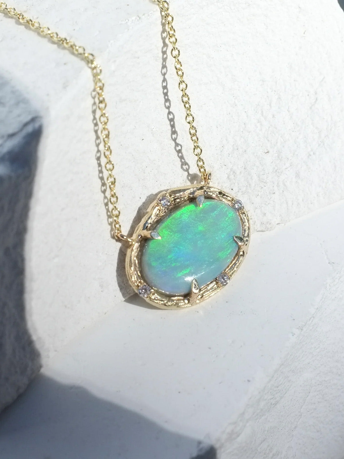 Skyline Blue Opal Yellow Gold Necklace