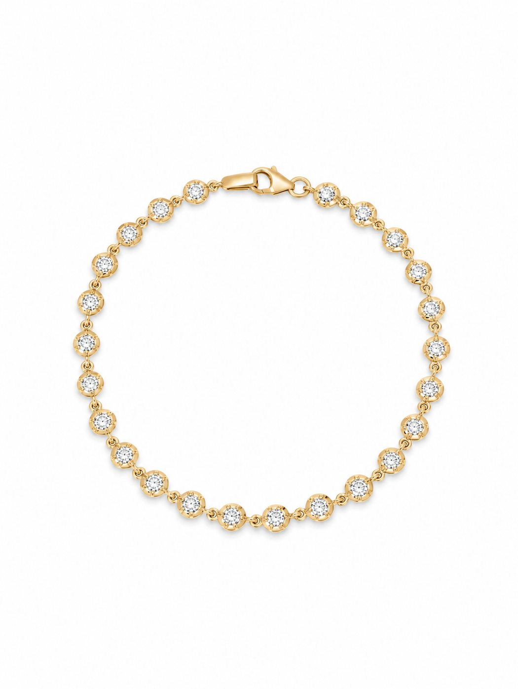 Mini Daisy Diamond Yellow Gold Chain Bracelet
