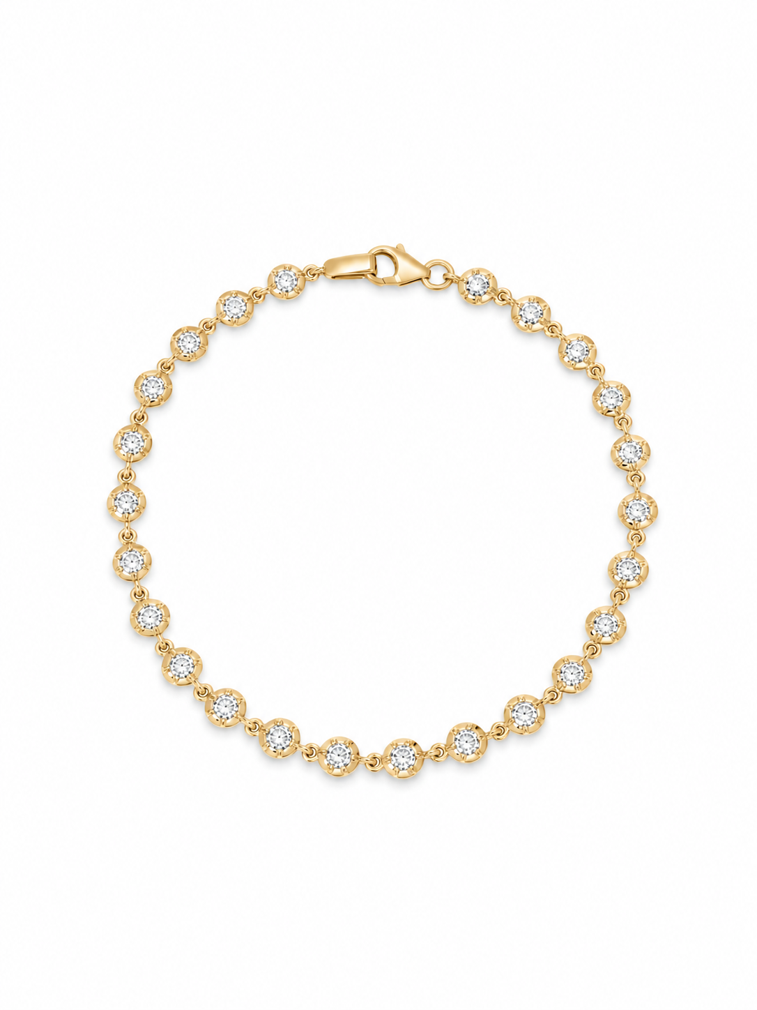 Mini Daisy Diamond Yellow Gold Chain Bracelet