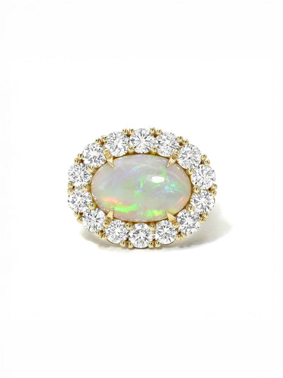 Australian Opal and Diamond Heirloom Yellow Gold Ring