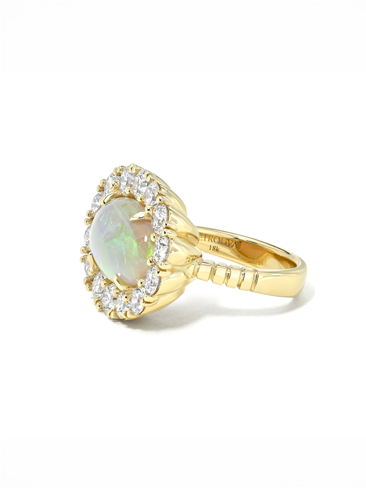 Australian Opal and Diamond Heirloom Yellow Gold Ring