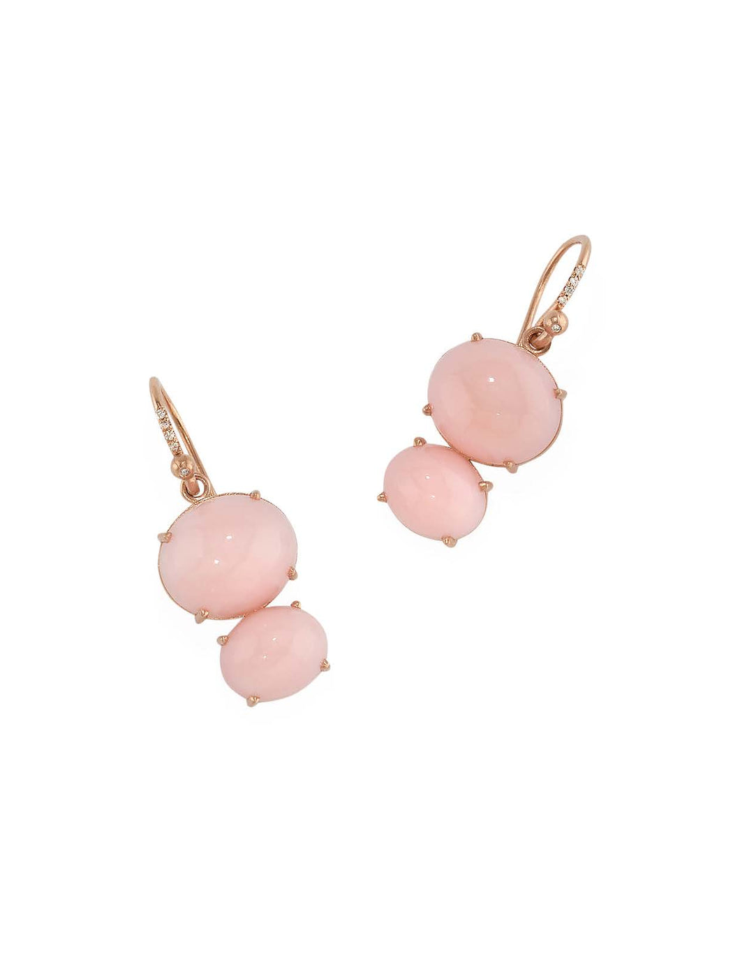 Pink Opal Double Drop Rose Gold Earrings