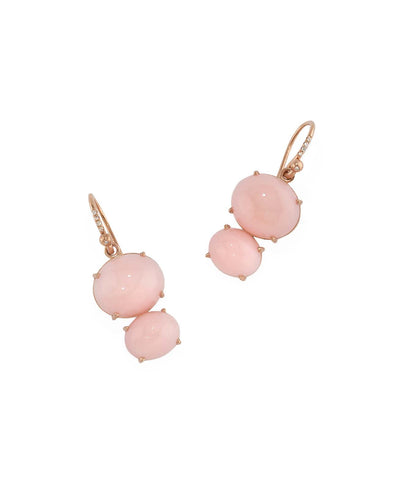 Pink Opal Double Drop Rose Gold Earrings