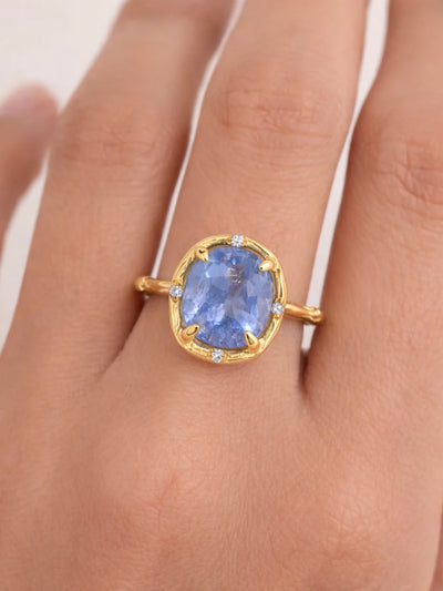 Rustic Sapphire Yellow Gold Ring