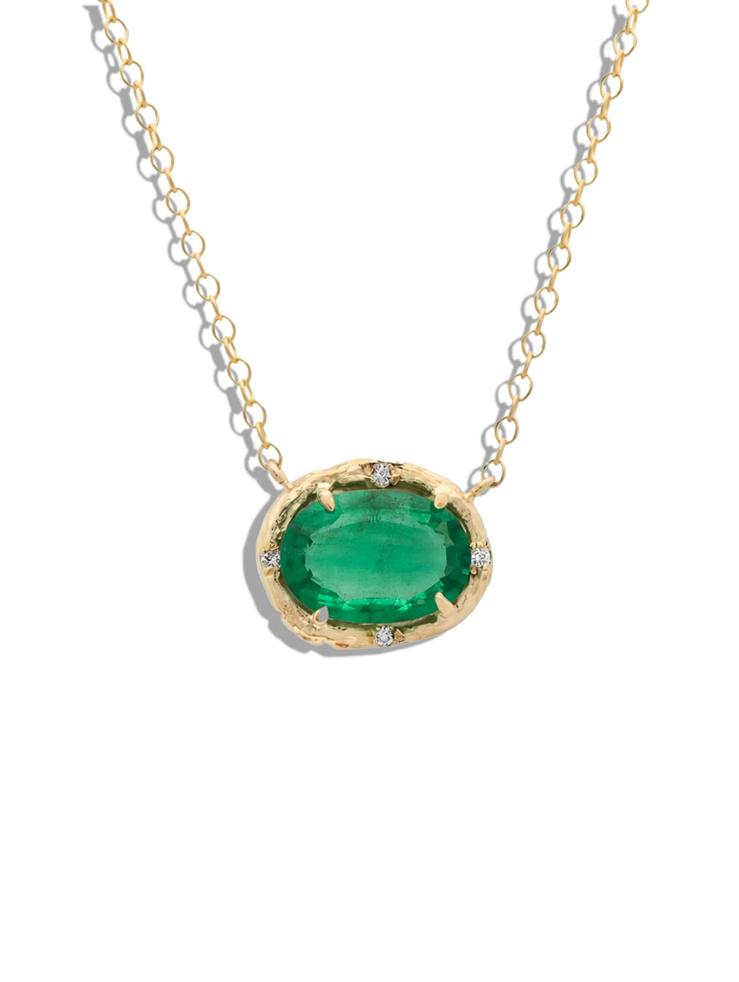 Oval Emerald Yellow Gold Necklace