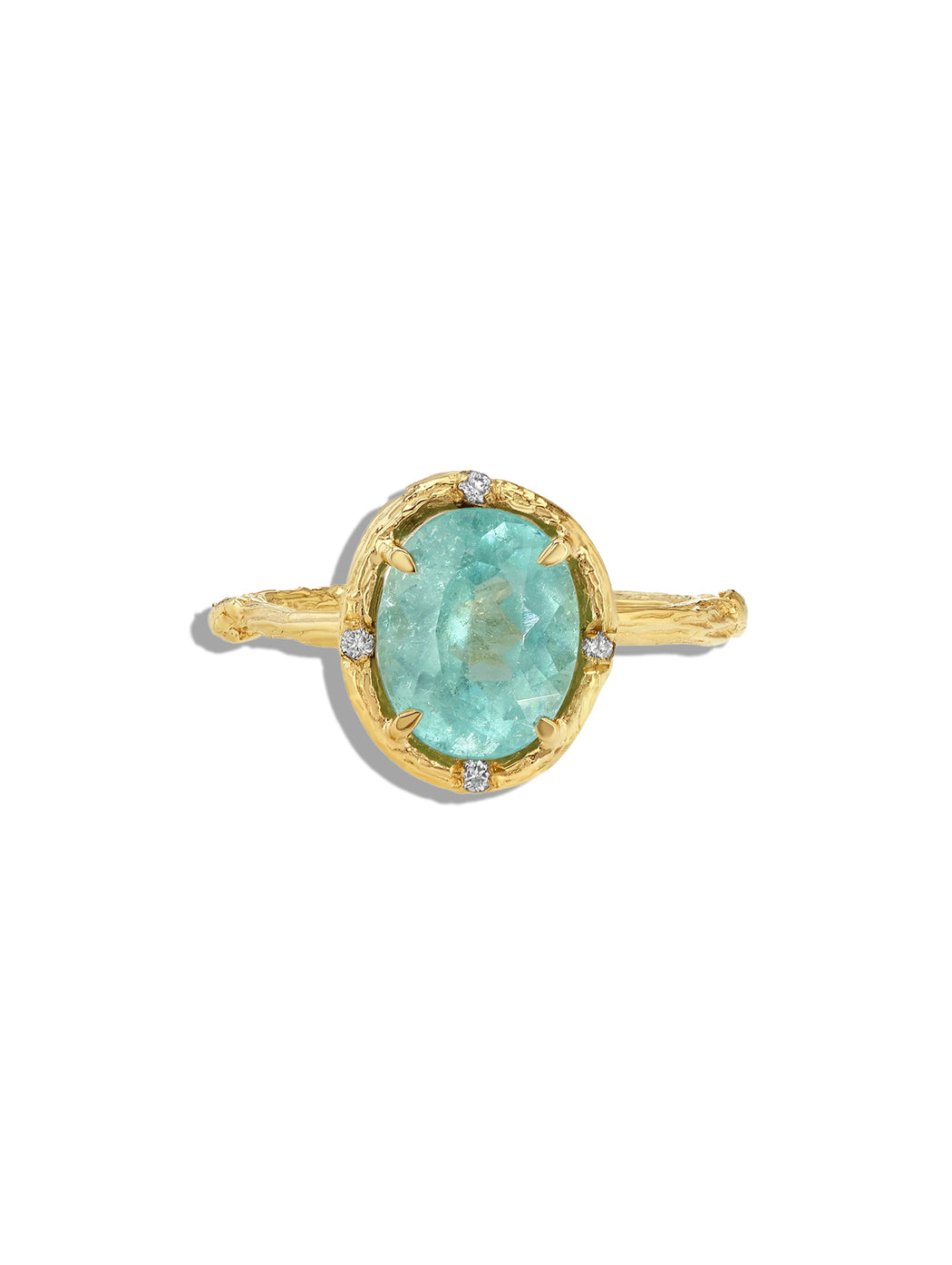 Aqua Tourmaline Yellow Gold Ring