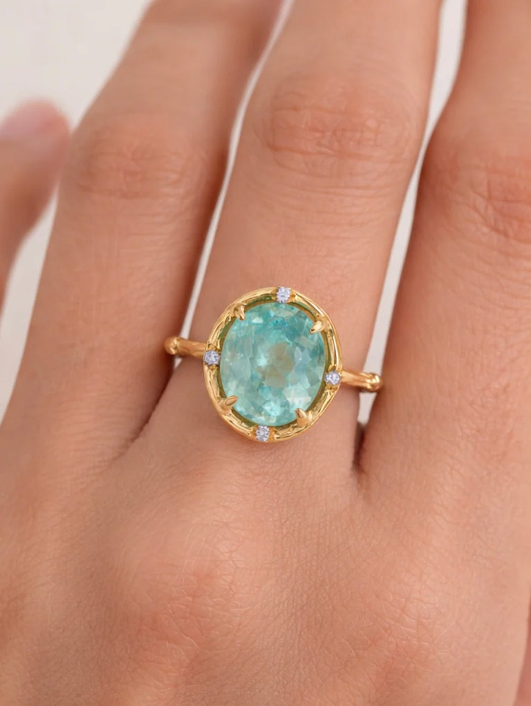 Aqua Tourmaline Yellow Gold Ring