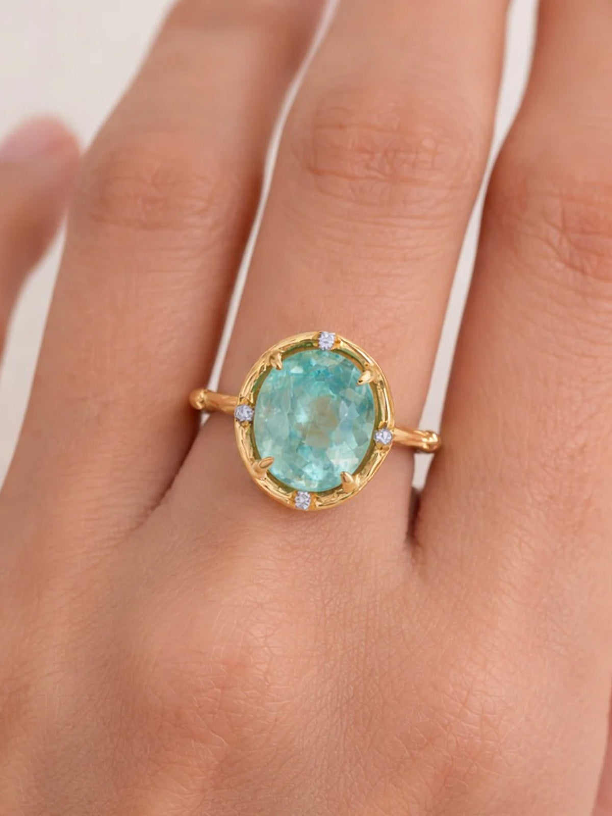 Aqua Tourmaline Yellow Gold Ring