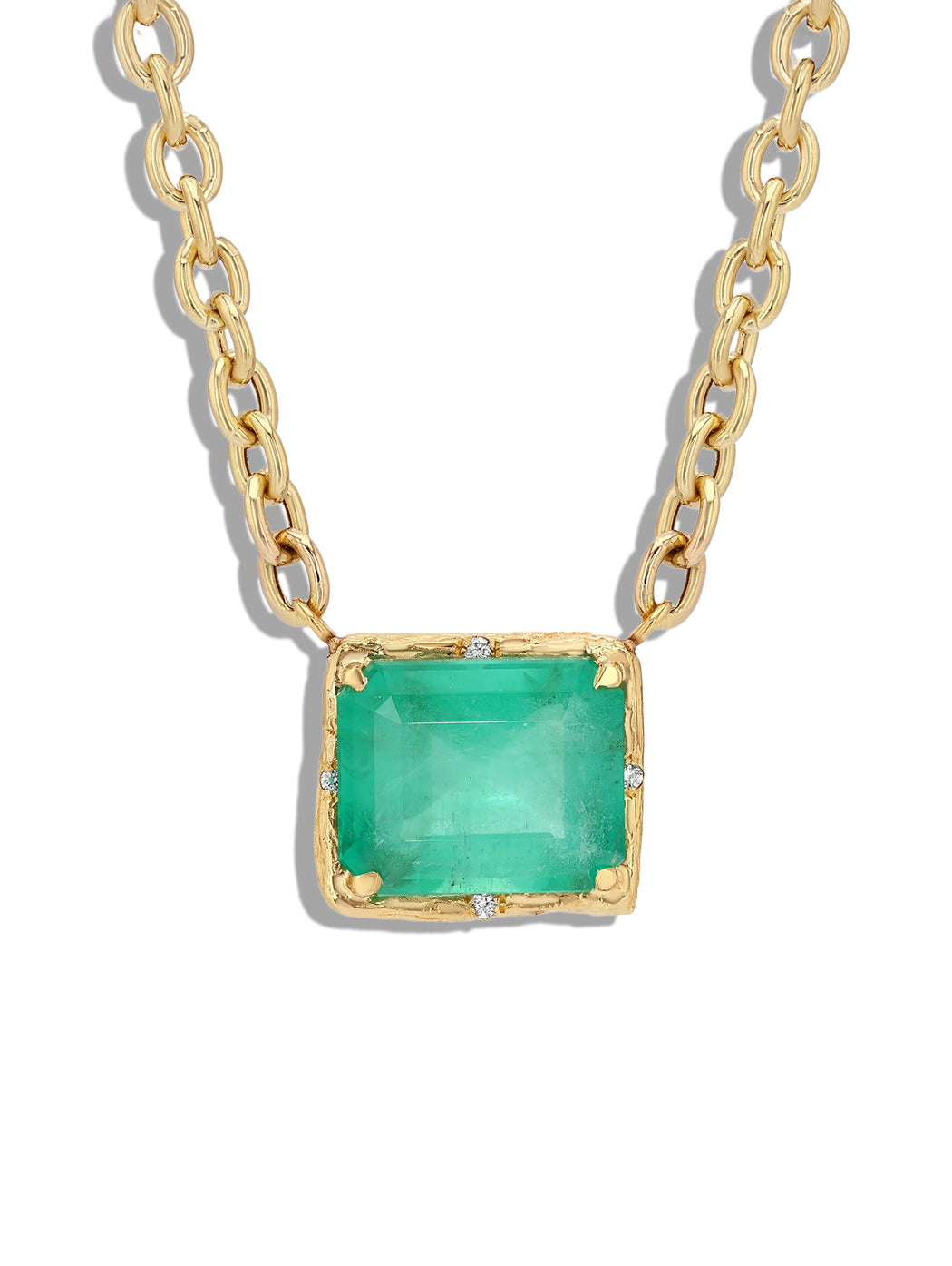 Brazilian Emerald Yellow Gold Necklace