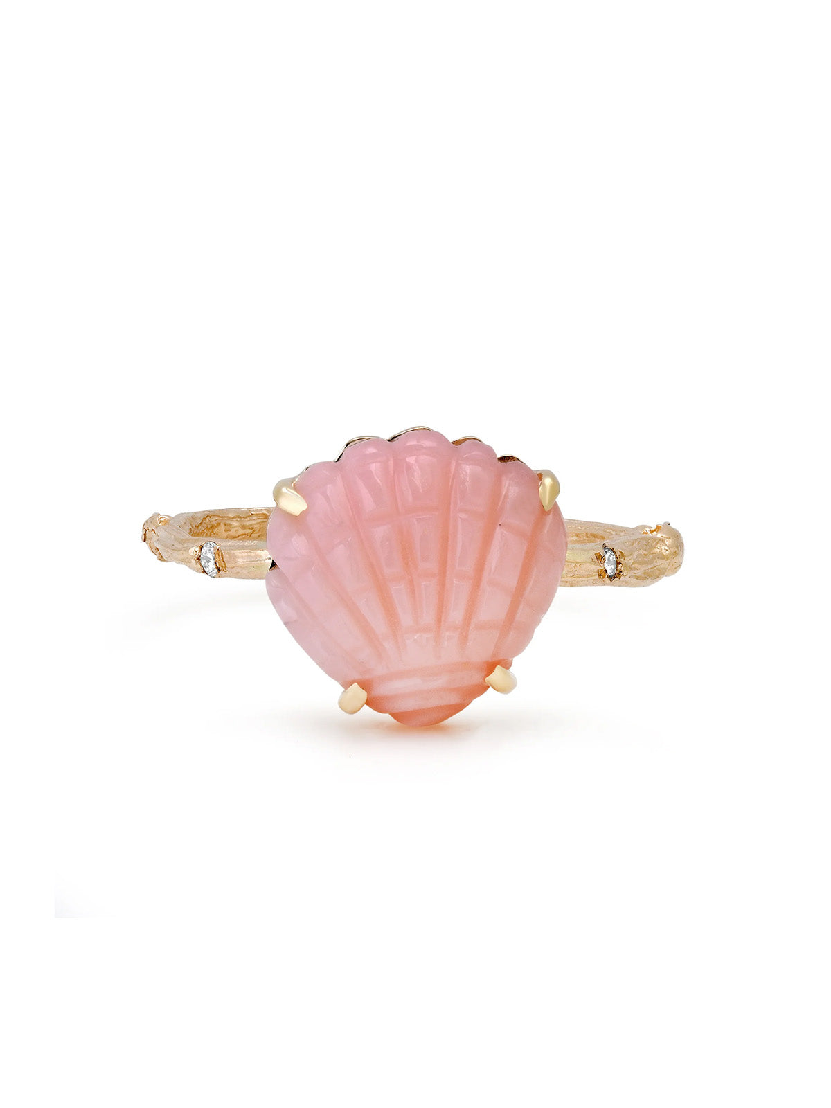 Pink Opal Shell Yellow Gold Ring