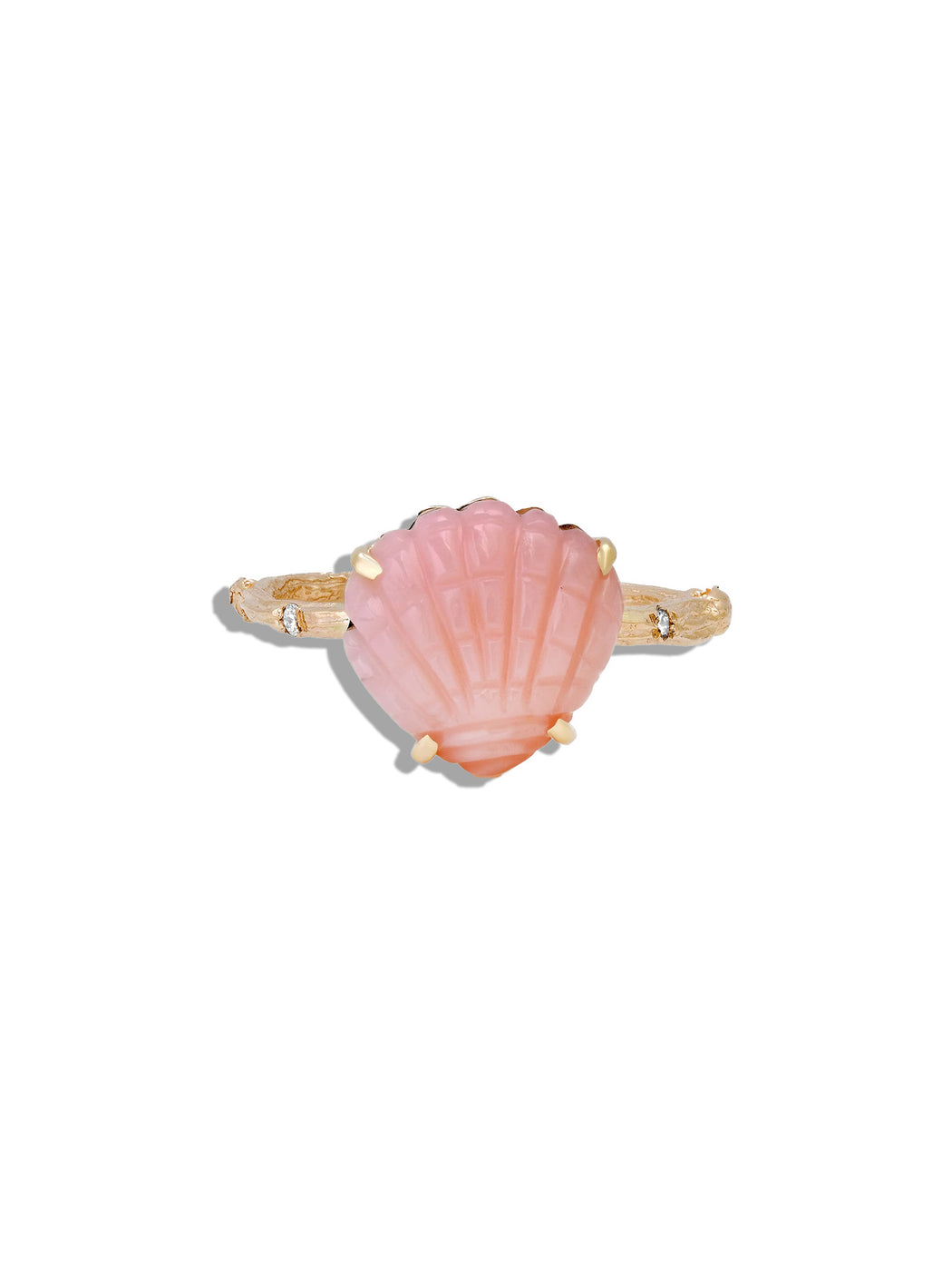 Pink Opal Shell Yellow Gold Ring