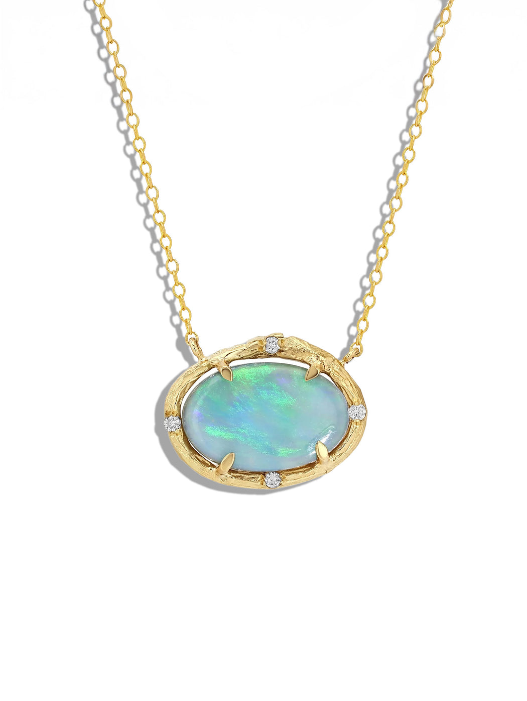 Skyline Blue Opal Yellow Gold Necklace
