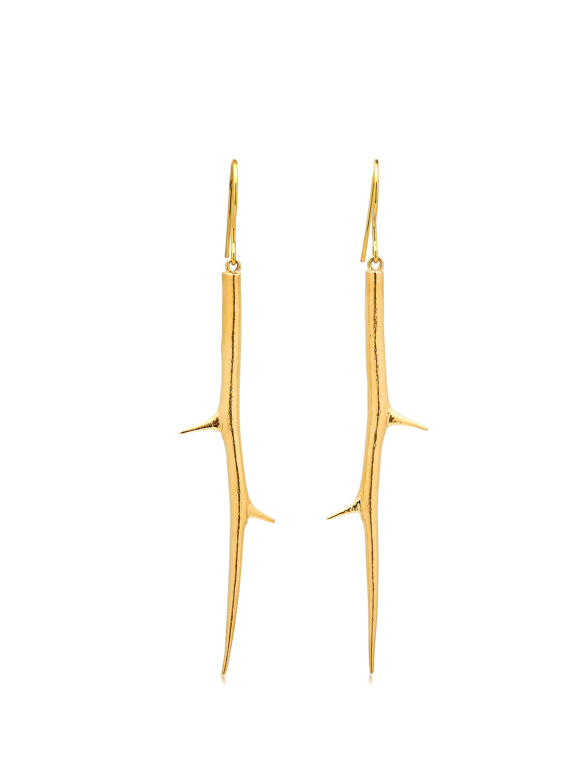Long Thorn Yellow Gold Earrings