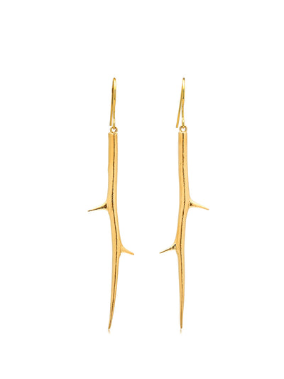 Long Thorn Yellow Gold Earrings