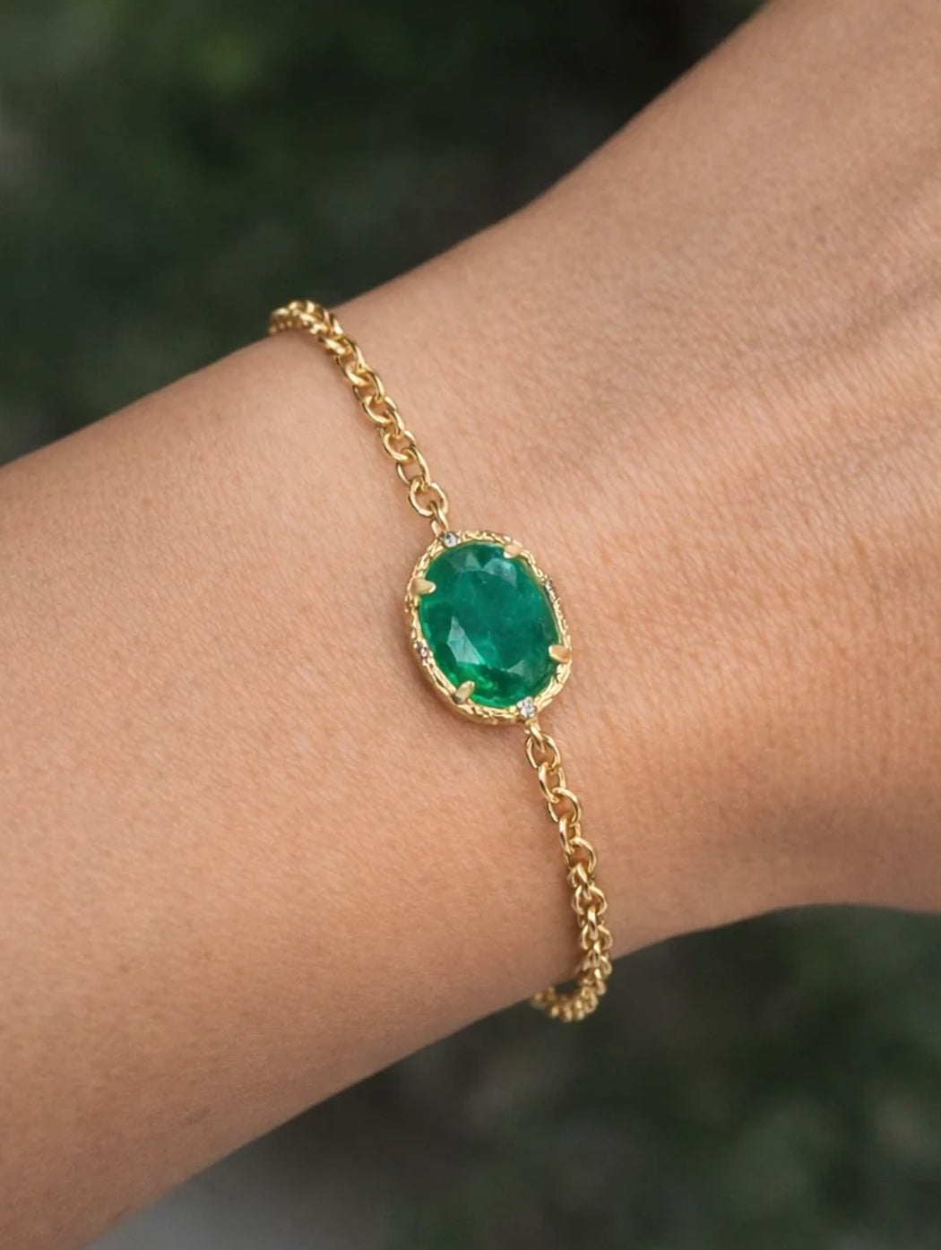 Emerald Light Yellow Gold Bracelet