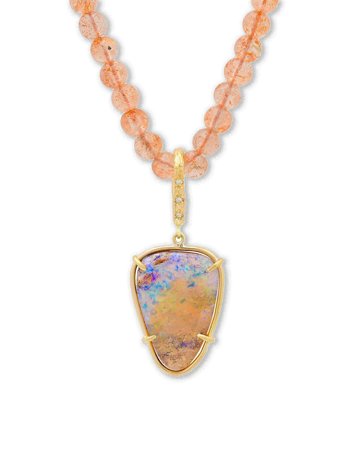 Sunstone Opal Yellow Gold Necklace
