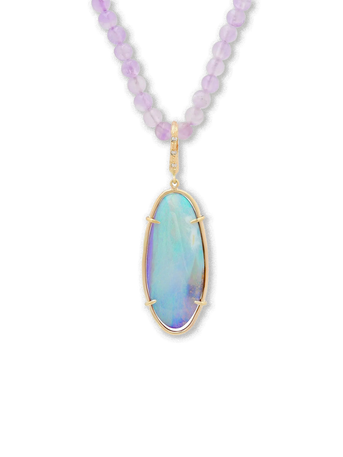 Amethyst Opal Yellow Gold Necklace