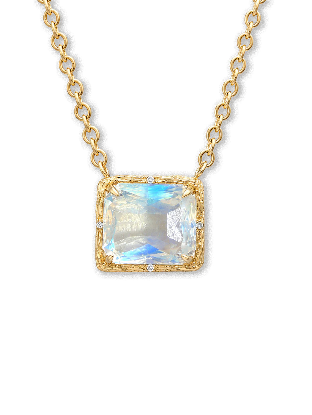 Madagascar Moonstone Yellow Gold Necklace