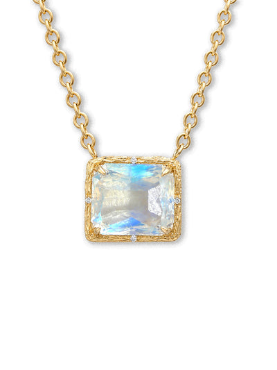 Madagascar Moonstone Yellow Gold Necklace