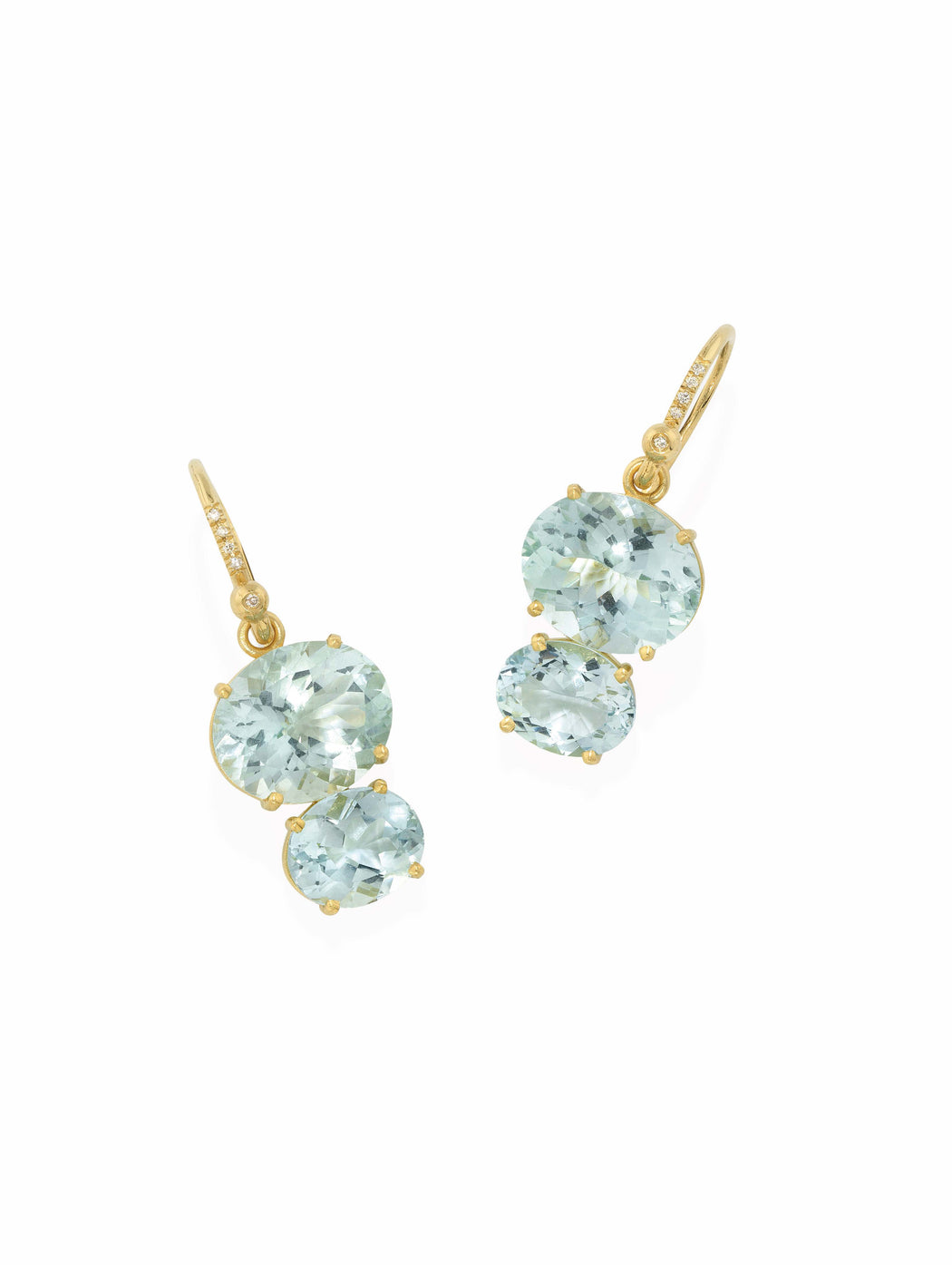 Gemmy Gem Aquamarine Yellow Gold Drop Earrings